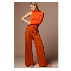 Zara orange asymmetric sleeve knit bodysuit